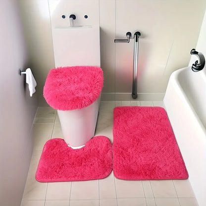 3pcs Soft Bathroom Rugs Set, Water Absorbent