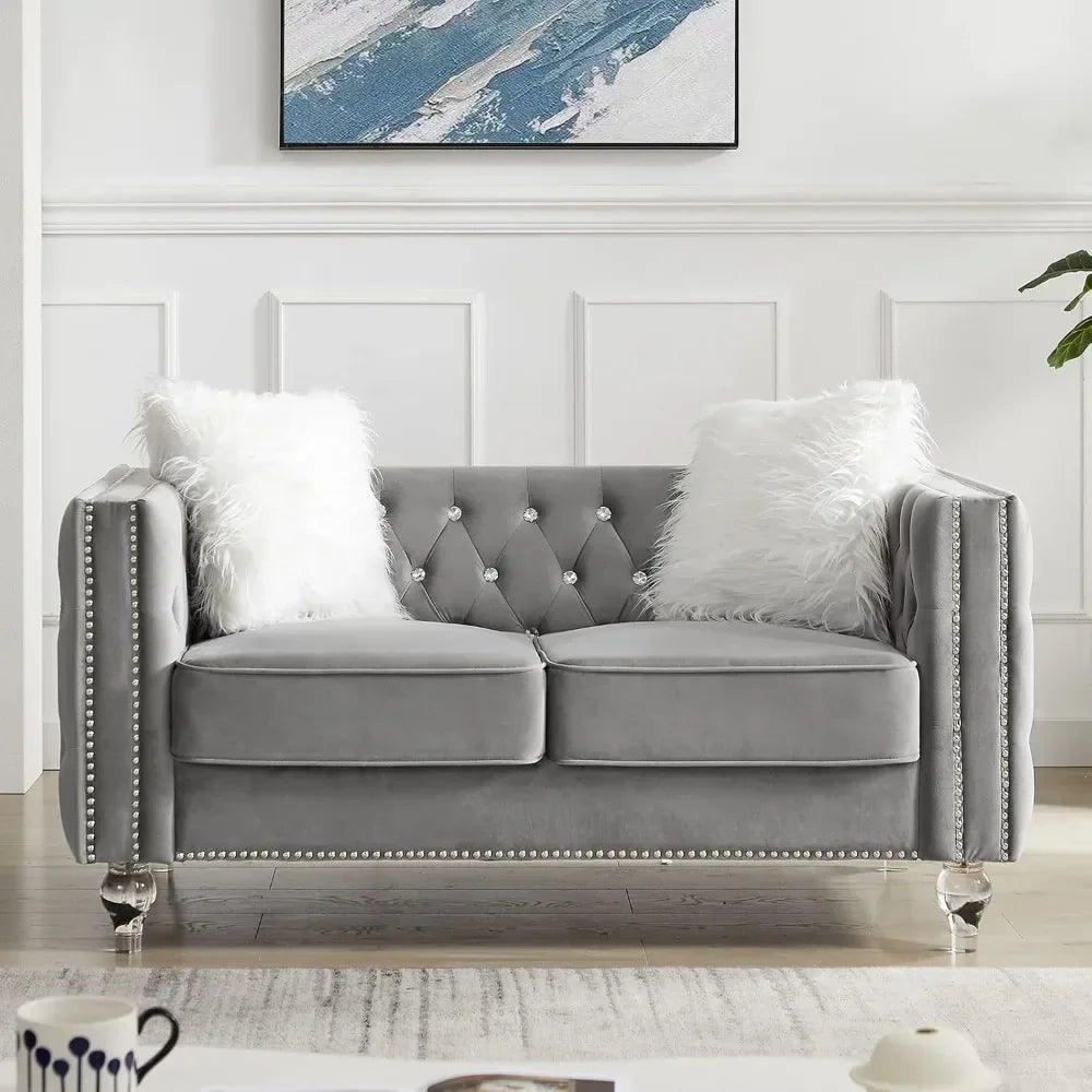 Velvet Loveseat Sofa Couch Set