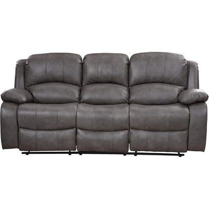 3PC Bonded Leather Reclining Sofa Chair Set Living Room Set Sofa Loveseat Glider Chair 8018 Multiple Colors (Gray)