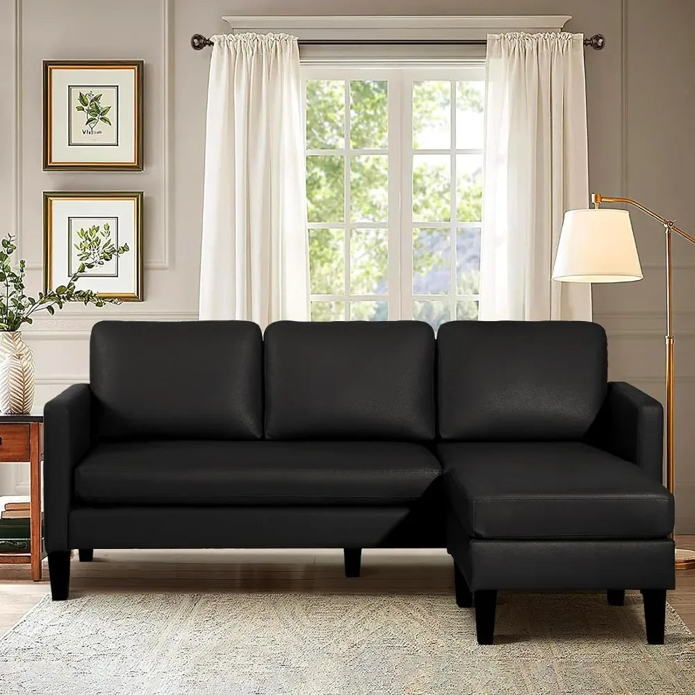 Convertible Sectional Sofa Couch, Faux Leather