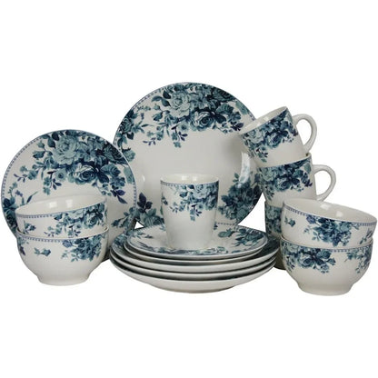 Plate Sets Traditional Blue And White 16 Piece