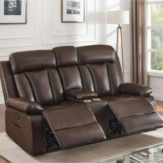 Power Reclining Loveseat with Console,Reclining Loveseat with Heat and Massage,Loveseat Recliner with Dual Ports,Cup Holders