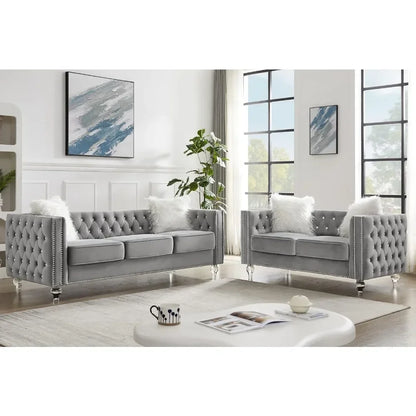 Velvet Loveseat Sofa Couch Set