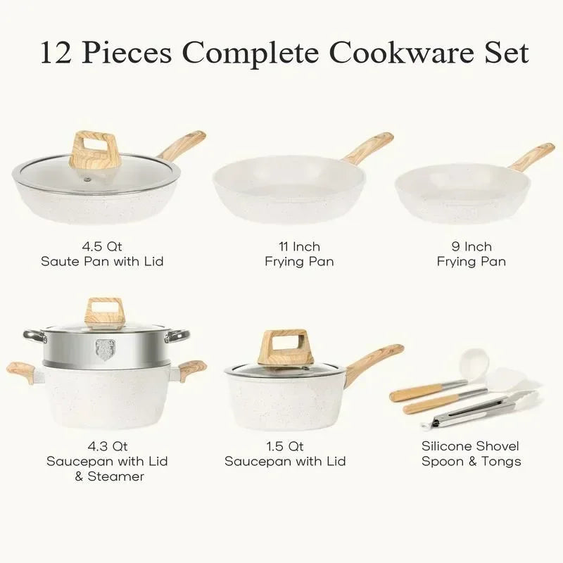 SODAY 12pcs Pots and Pans Set Non